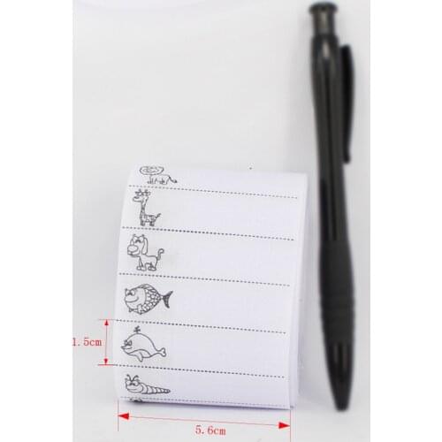 100 Grid/Pcs Handwritten Name Sewing Sticker Polyester White Handwriting Color Bar Cloth Sticker Cartoon Pattern Name Paste