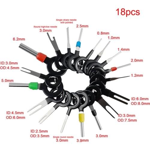 11pcs 18pcs 38pcs Car Terminal Removal Tool Car Electrical Wiring Crimp Connector Extractor Pin Puller Car Plug Repair Tool Kits