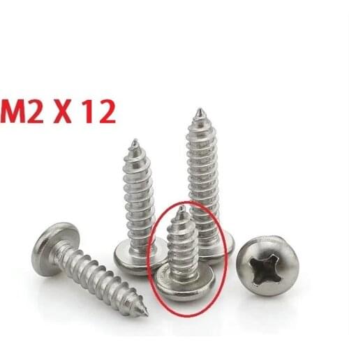 2000Pcs Nickel plated M2*12 M2X12 Countersunk Head Self tapping Electronic Screw Alloy Cross Countersunk Screw Electronic Bolts