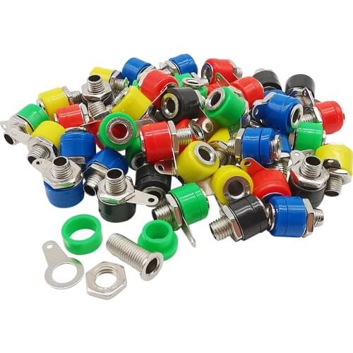 25Pcs/Lot 5 Color 4mm Banana Socket Plug Connector Adapter Srcew Banana Binding Post DIY Red Green Yellow Black Blue