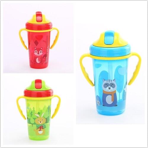 300ML New Baby Colorful Cartoon Pattern Water Bottle 3 Colors Infant Cups With Duckbill Mouth Shape For Feeding Baby Training