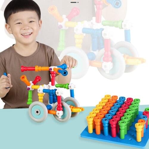 3d building blocks Colorful Buttons Assembling Mushrooms Nails Kit Baby DIY handmade toys childrens educational toys