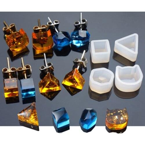4Pcs/lot Different style Resin Ear stud material epoxy mold makeing jewelry filling for DIY jewelry Silicone Mould