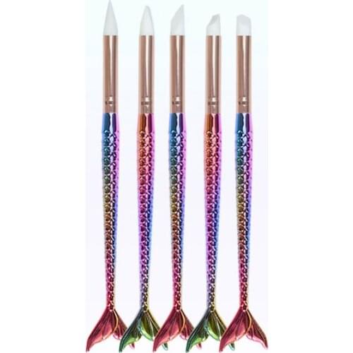 Manicure 5Pcs Nail Art Carving Pen Kit Silicone Head Painting Brushes for 3D Effect Shaping Drawing Tools Nail Art Brush Set