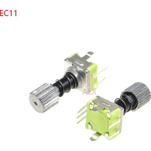 5PCS EC11 Rotary Encoder 30 position 15 pulse with self-lock switch 30 bit 12MM handle Potentiometer push button Coding switch