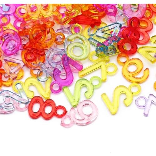 Mixed Color 9-22mm Digital Pendant 30pcs/lot Acrylic Spacer Beads For Jewelry Design DIY Charm Necklace Beaded Accessories
