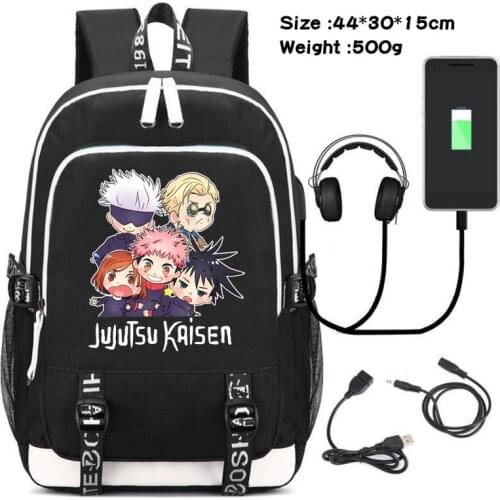 Jujutsu Kaisen Anime Cartoon Backpack USB Charging Student School Bag Multifunctional Travel Bag Large Capacity Computer Bag