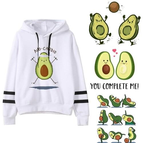 Avocado Hoodies Fashion Small Fresh 90s Women Vegan Kawaii Cartoon Harajuku Cute Sweatshirts Warm Female Ullzang Graphic Hoody