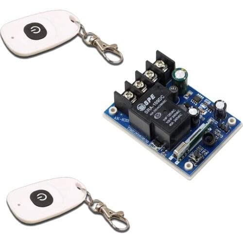 DC 12-48V Wireless Remote Control Switch Radio Control Switch 40A Relay Receiver + 2Pcs White Waterproof Transmitter