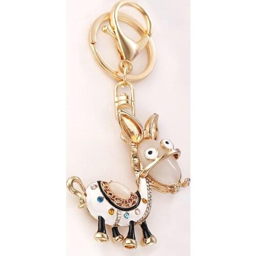 Charm Crystal Animal Donkey Keychain Alloy Bag Keyring Women Keyfobs Chaveiros Creative Accessories Key Holder Gift R085