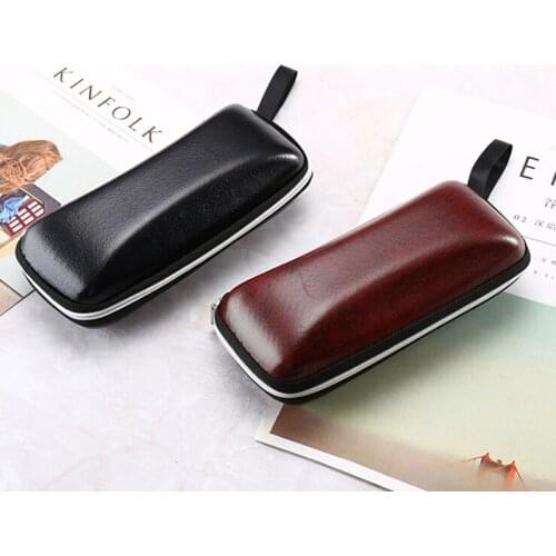 Men Black PU Leather Sunglasses Case Zipper Waterproof Sun Glasses Eyewear Storage Men Eyeglasses Genuine Spectacle Box