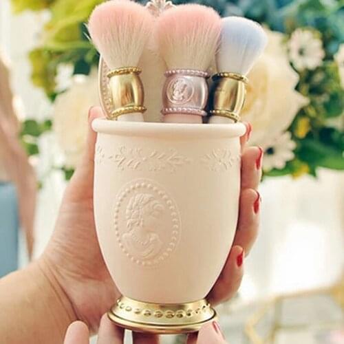 French Retro Makeup Brush Holder Bracket Embossed Portrait Cosmetic Tool Organizer Comb Pen Pencil Storage Box Container