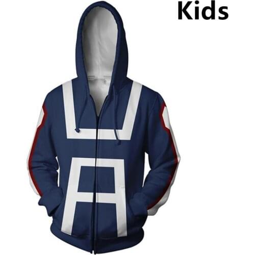 3 To 14 Years Kids Hoodies My Hero Academia Sweatshirt Midoriya Izuku Jacket School College Boku no Hero Academia Blue Clothes