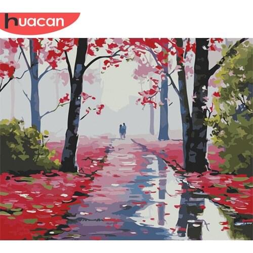 HUACAN Painting By Number Tree Drawing On Canvas Gift DIY Pictures By Numbers Scenery Kits Hand Painted Paintings Art Home Decor