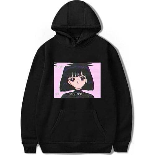 Sad Girl Retro Japanese Anime Vaporwave Hoodies Men Women Aesthetic Vaporwave Hoodie Sweatshirt Harajuku Streetwear Jacket Coat