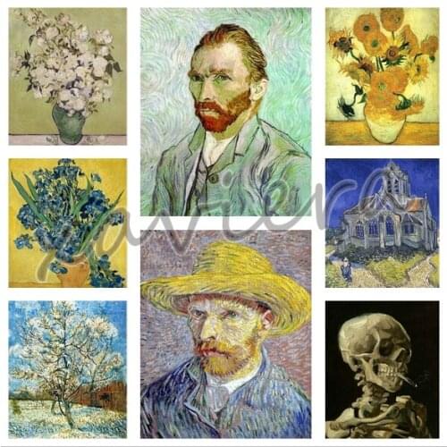 5D DIY Diamond Painting Retro Flower Van Gogh Character Cross Stitch Full Drill Embroidered Mosaic Picture Home Decor Artworks