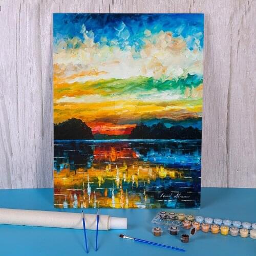 Lake That Shines DIY Paint By Numbers Complete Kit Oil Paints 50*70 Oil Painting Wall Paintings For Wholesale