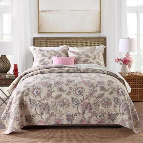 CHAUSUB Paisley Print Cotton Quilt For Bed Bedspread 3pcs Washed Bed Cover Sheets Coverlet Set King Size Blanket On Bed