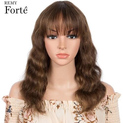 Short Bodywave Wig Natural Hair Wig With Bangs 26 Inch Ombre Human Hair Wigs For Women Red Blonde Brazilian Hair Wigs Fast