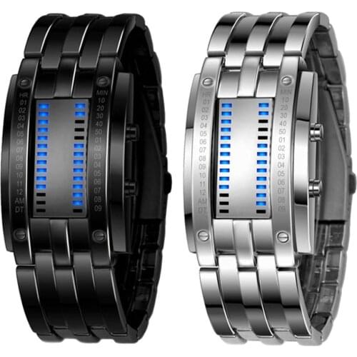 Mens Wrist LED Digital Sport Watch Matrix Waterproof Binary Multi-function Fashion Gift LXH