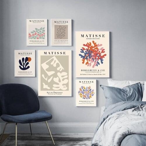 Nordic poster Matisse leaf abstract curved wall art canvas painting prints living room decorative painting wall pictures