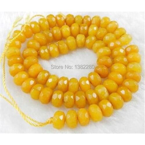 New!yellow chalcedony faceted 5x8mm abacus shaped loose beads 15 inch DIY stone beautiful fashion jewelry making wholesale