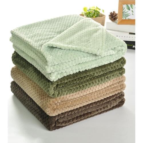 Plush Plaid Blanket Solid Color Blankets For Beds Aircraft Sofa Warm Soft Winter Flannel Fleece Throw Blanket Bedspread Bedsheet