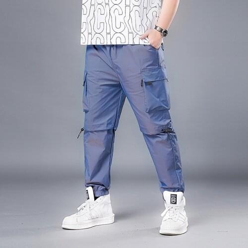 Plus 7XL-2XL 2021 Autumn and Winter New Laser Overalls Mens Loose and Velvet Multi-pocket Hip-hop Trousers Chameleon Pants