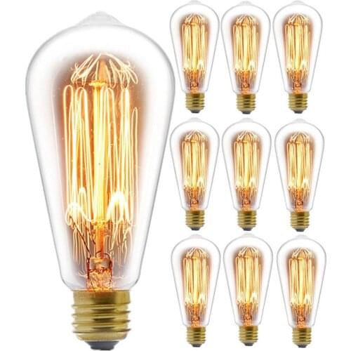 Retro Lamp St64 Vintage Edison Bulb E27 Incandescent Bulb 110v 220v Light Bulb 40w Filament Lamp Lampada For Home Decoration 35P