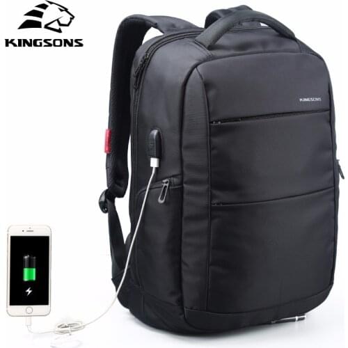 Kingsons Casual Men Backpack USB Charge Large Capacity Travel bag 15.6" Laptop Backpack schoolbag for teens Men women back pack