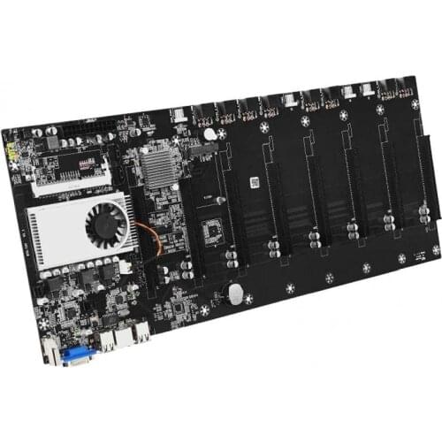 BTC-T37 Miner Mining Motherboard SATA 3.0 8 GPU PCI-E 16X Motherboard USB 2.0 DDR3 Memory Integrated VGA Interface Computer Part