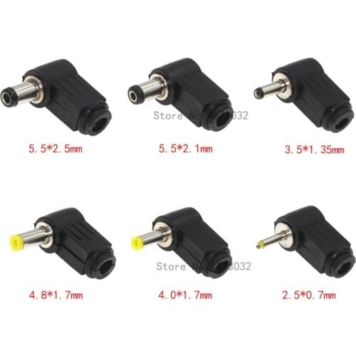 10Pcs DC plug 90-degree elbow 5.5* 2.1mm power plug 2.5*0.7 4.0*1.7 4.8*1.7 3.5*1.1 3.5*1.35 5.5*2.5 MM Welding line