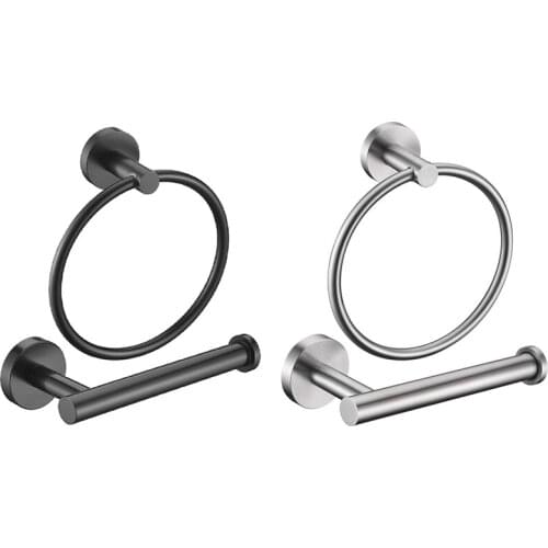 Toilet Paper Holder and Hand Towel Ring Bathroom Hardware Accessories Set Wall Mounted