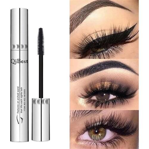 QiBest Eyelash Makeup 3D Mascara Waterproof Lengthening Curling Black Mascara for Women Silky Eyelash Extension Cosmetics