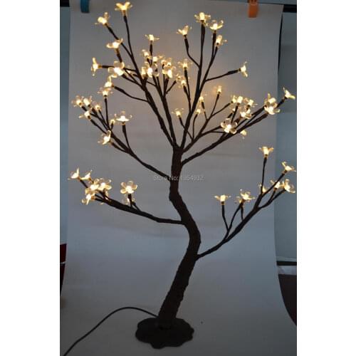 Indoor & Outdoor 64 LED Cherry Blossom Tree Light in 70cm Height with artifical nature trunk treatment Resin Base 3m lead wire