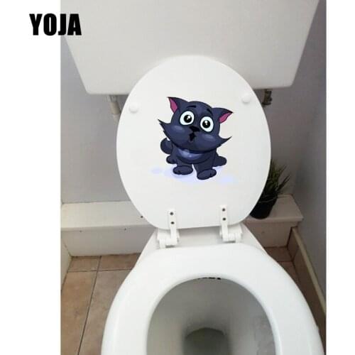 YOJA 19.5*19.3CM Amazing Cartoon Cat Home Room Decoration Wall Decals Toilet Sticker T1-0208