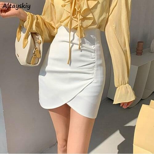 Skirts Women Summer Mini Slim Office Lady Fashion Sexy High Waist Streetwear All-match Ulzzang Leisure Double Layer Chic Daily