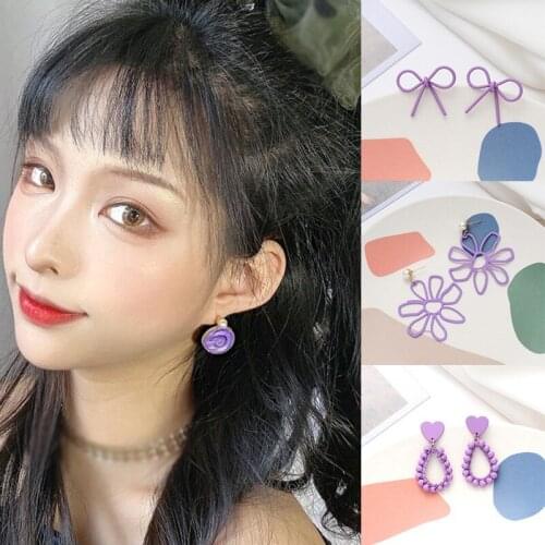 1 Pair Sweet Girls Fashion Purple Earrings S925 Stud Earrings For Women Jewelry Accessories