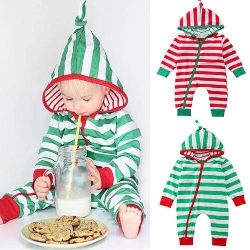 2018 Winter Long Sleeved Jumpsuit For Newborn Romper Stripe Hooded Baby Boy Clothes and Baby Girl Clothes 3-24 Baby Rompers