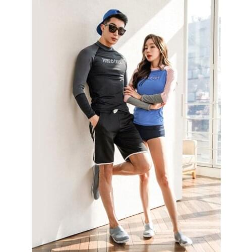 2020 Rashguard Womens 4-pieces surf swimwear UV protection Long Sleeve Padded shirts+shorts+pants swimsuit Basic Skin Sun Mens