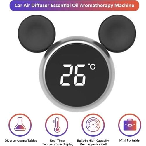 Creative Cartoons Automotive aromatherapy diffuser Temperature Display Electronic Clock Thermometer Aromatherapy Car Accessorie