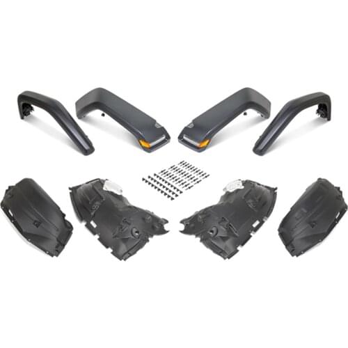 Fit for Jeep Wrangler JL 2018 4 PCS Car Wheel Eyebrow Mud Fender flare Cover Mudguards With LED Signal Lights