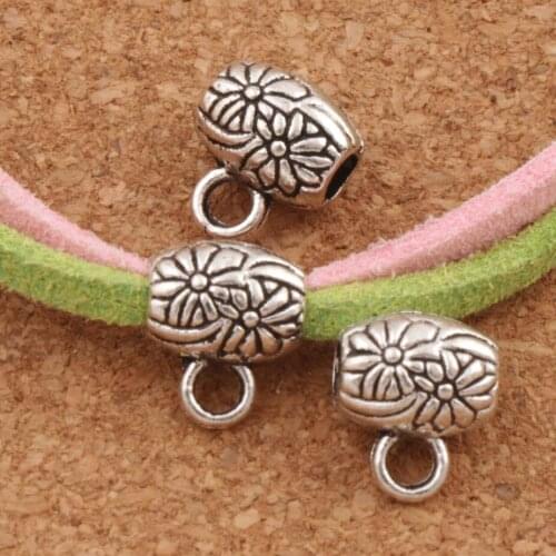 Daisy Flower Pendant Bail Beads 10x8.5mm 40PCS Zinc Alloy Fit Charm Bracelets Jewelry DIY L717
