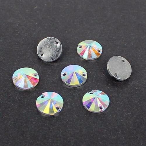 Flatback Strass 10mm 12mm 14mm 16mm 18mm 22mm Crystal AB Round DIY Stones For Garment Accessory Resin Sew On Crystal