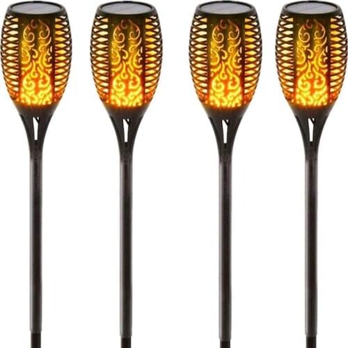 Flame Solar Lights Outdoor Waterproof Flickering 96 LEDs Flame Torch Spotlights Landscape Path Lighting Dusk Dancing Light for D