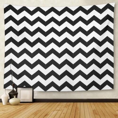Chevron Abstract Geometric Zigzag in Black and White Zig Zag Tapestry Wall Hanging for Living Room Bedroom Dorm 60x80 Inches