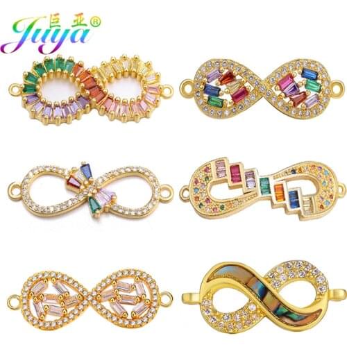Juya DIY Infinity Jewelry Making Supplies Micro Pave Zircon Infinity Connector Charms For Handmade Necklace Bracelets Making