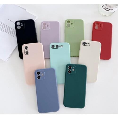 Square Silicone Phone Case For iPhone 12 11 Pro Max Mini XS Max X XR 5 7 8 6 Plus SE 2020 Soft Matte Silicon Fundas Cover
