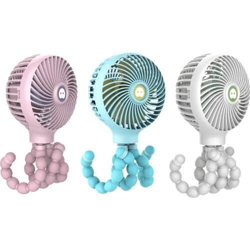 Mini Portable Hanging Octopus Fan Adjustable Handheld Stand USB Charging Fan Cooler for Baby Stroller Student Use