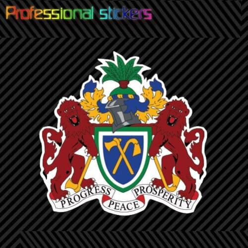 Gambian Coat of Arms Sticker Decal Self Adhesive Vinyl Gambia Flag GMB GM Stickers for Cars, Bicycles, Laptops, Motos